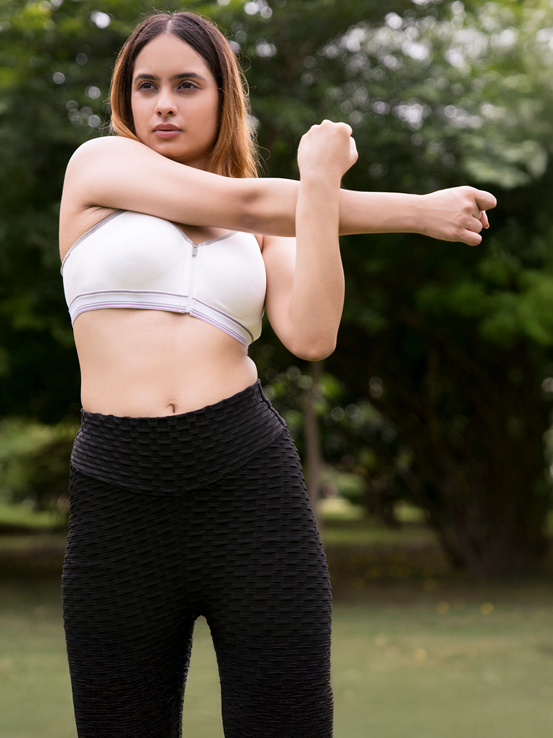 revoue quick dry high impact wirefree racerback light padded nylon spandex sports bra