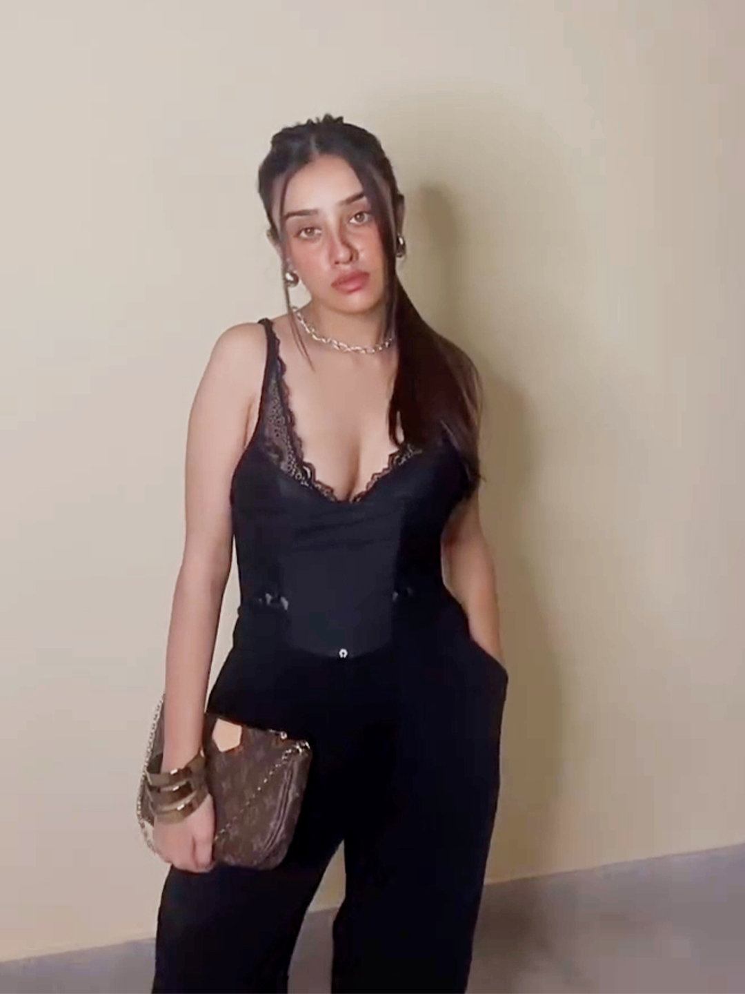 revoue premium black lingerie set (laced double layered padded wired full-cup bralette & low waist bikini panty)