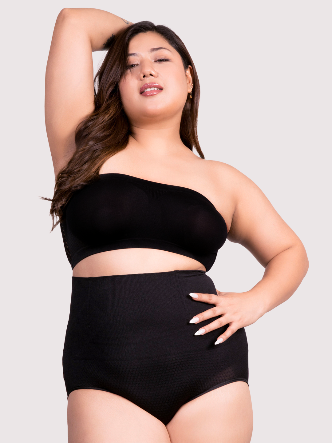 revoue high waist black shapewear & black tube bra combo