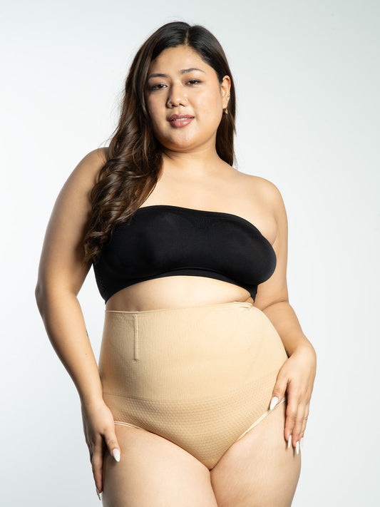 revoue high waist nude shapewear & black tube bra combo