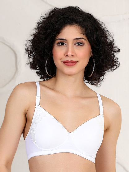 Everyday Comfort Bra - Lightly Padded, Seamless, T-Shirt Style with Side Lace