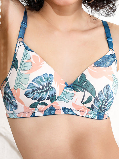 Holiday beach printed Micro Polyamide lightly padded Bra