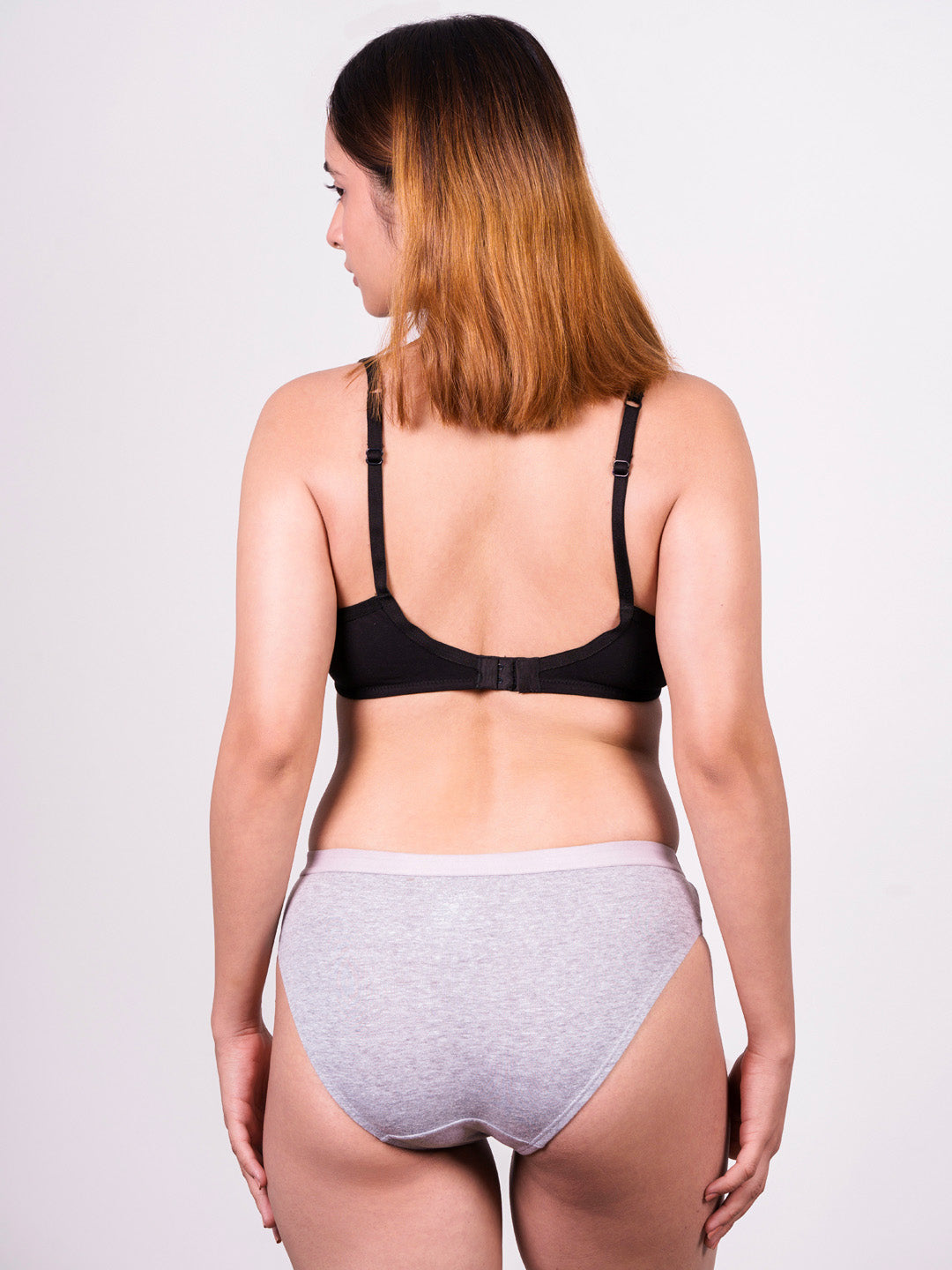 revoue black balconette padded medium coverage wirefree bra and grey bikini panty combo