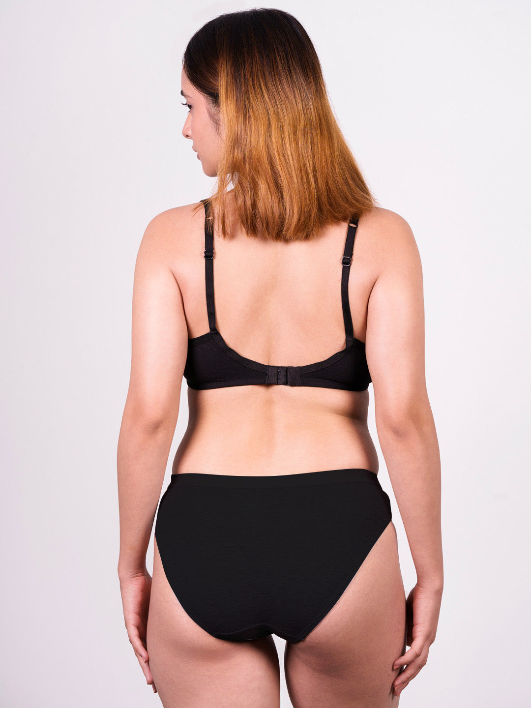 revoue black balconette padded medium coverage wirefree bra and black bikini panty combo