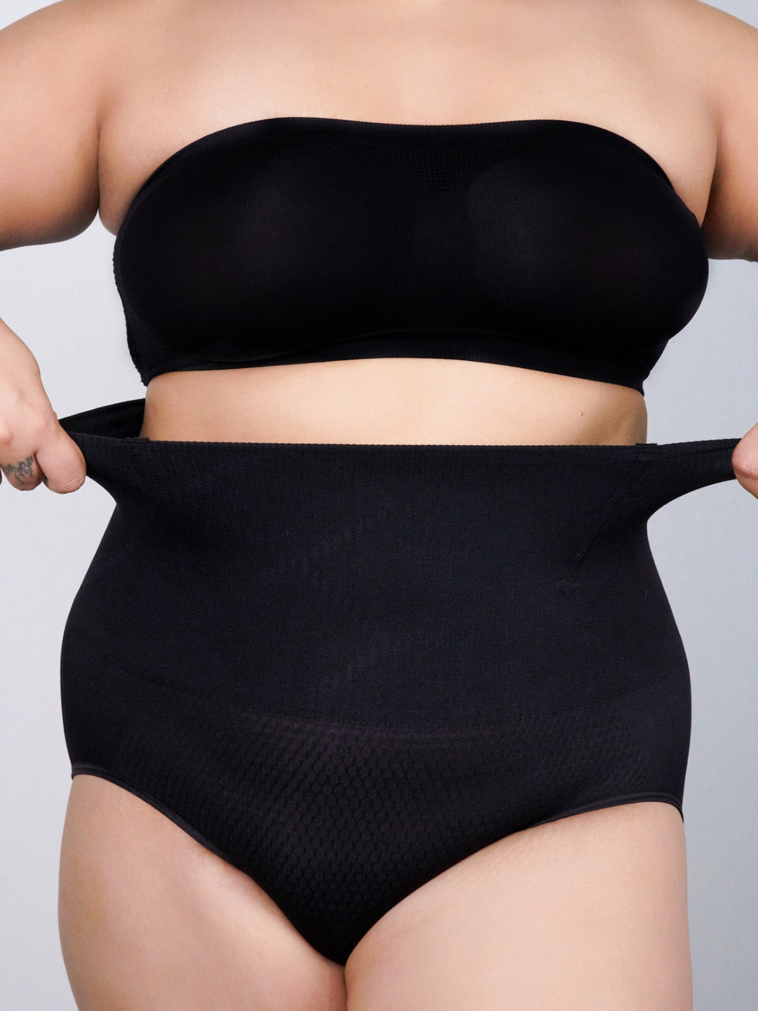 REVOUE High Waist Black Shapewear & Black Tube Bra Combo
