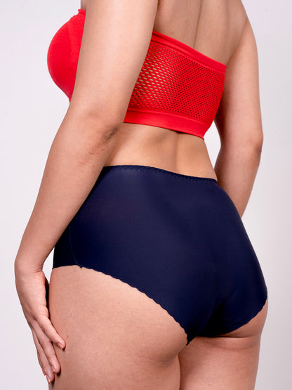revoue red tube bra & revoue seamless navy blue hipster panty combo