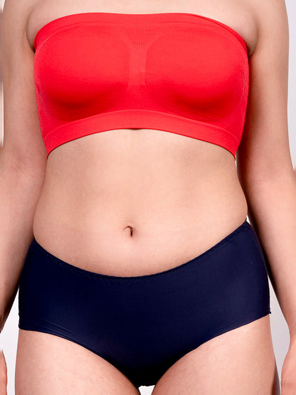 revoue red tube bra & revoue seamless navy blue hipster panty combo