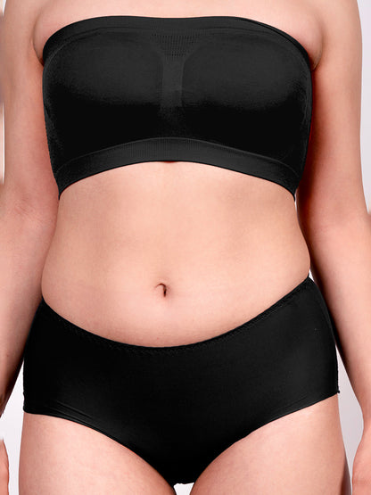 revoue black tube bra & revoue seamless black hipster panty combo