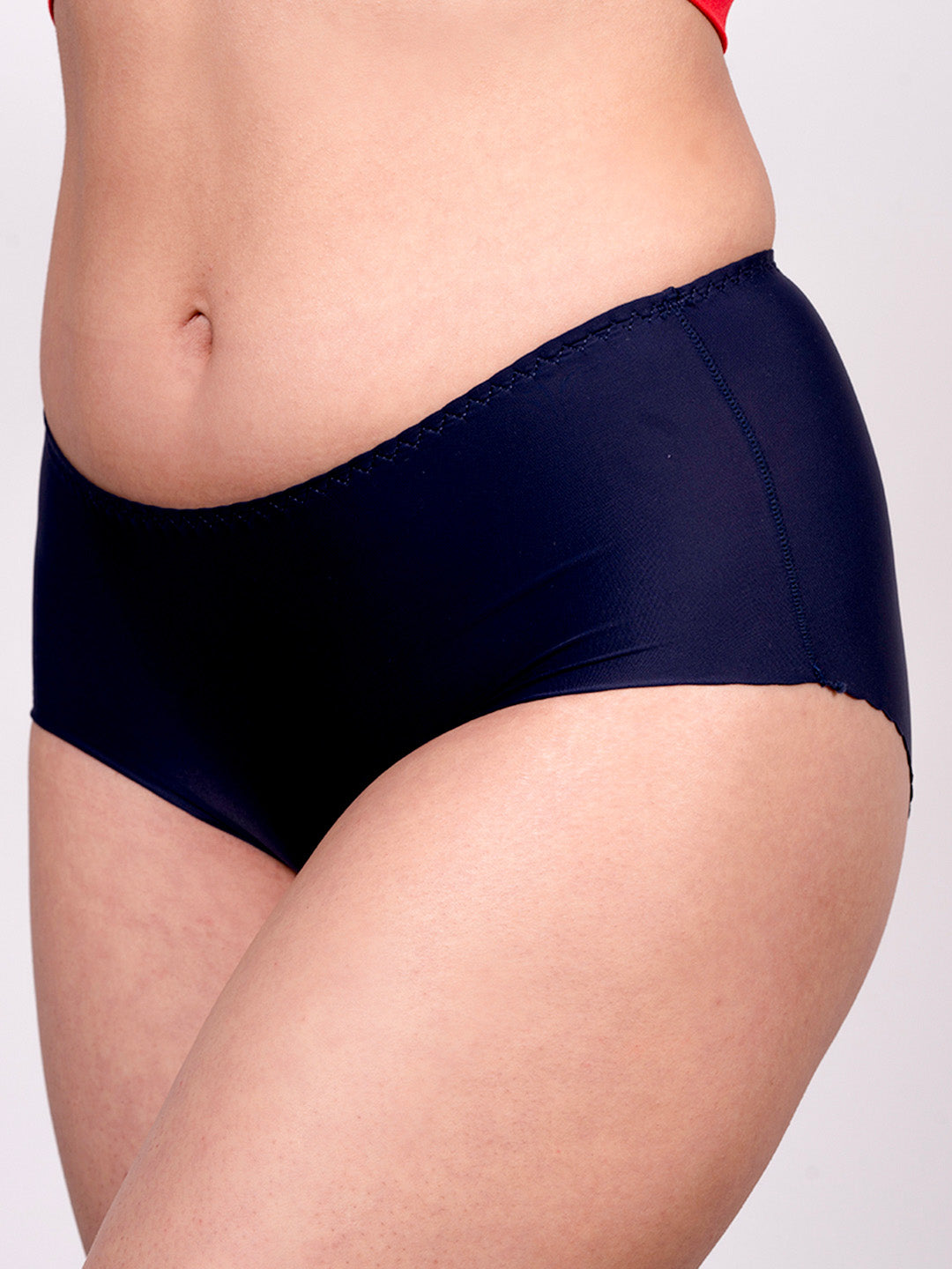 revoue red tube bra & revoue seamless navy blue hipster panty combo