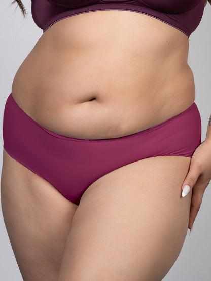revoue premium padded wirefree full coverage wine t-shirt bra and wine seamless hipster panty combo