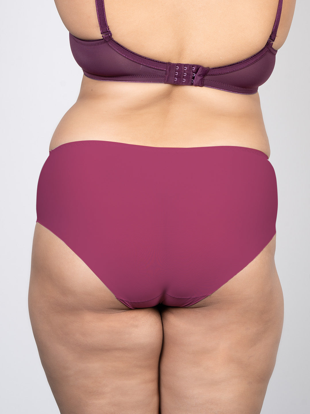 revoue premium padded wirefree full coverage wine t-shirt bra and wine seamless hipster panty combo