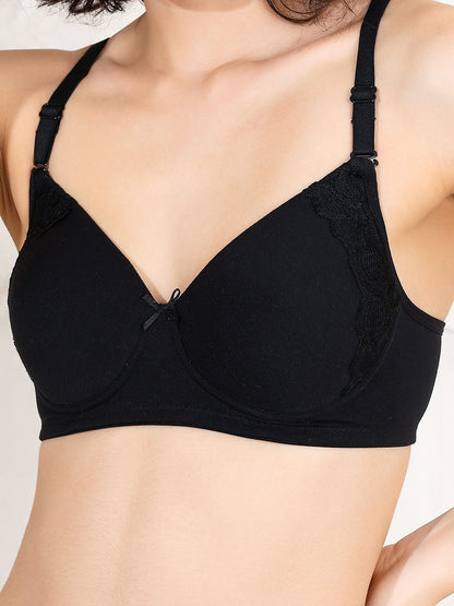 Everyday Comfort Bra - Lightly Padded, Seamless, T-Shirt Style with Side Lace