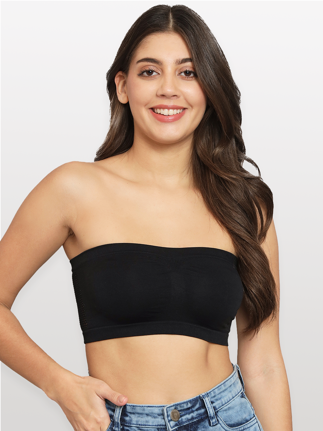 revoue wirefree strapless nylon elastane full coverage tube bra