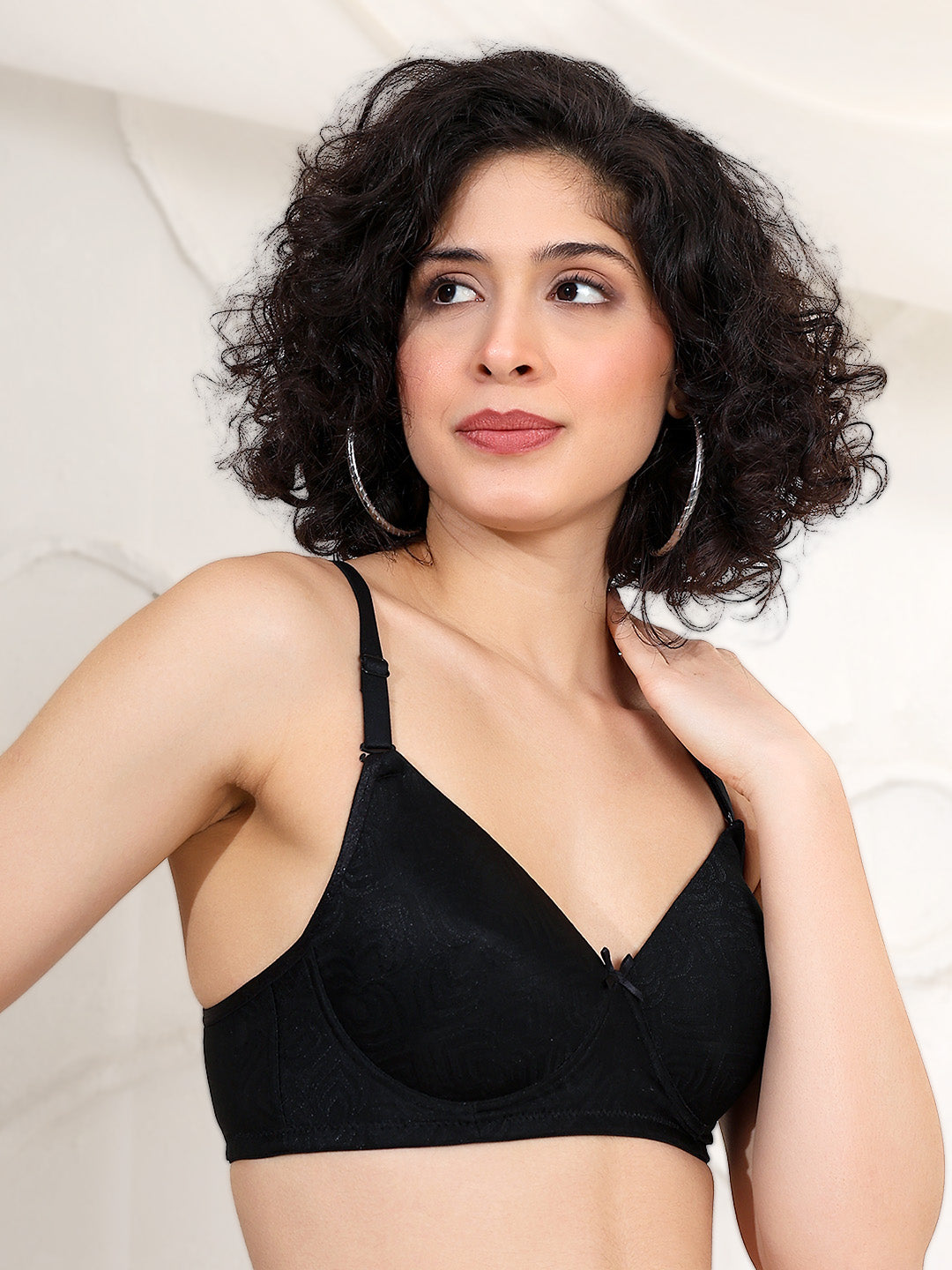 Vibrant lightly padded multi hearts jaquard bra