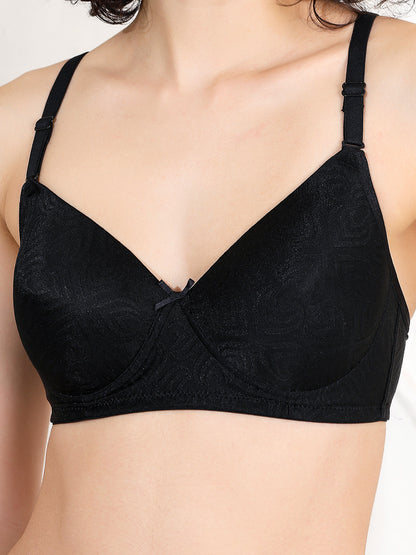 Vibrant lightly padded multi hearts jaquard bra