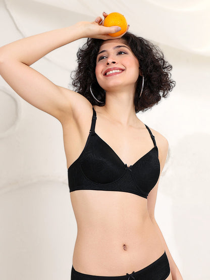 Vibrant lightly padded multi hearts jaquard bra