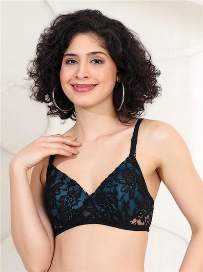 Luxury polymide duo-tone floral lace lighly padded Bra