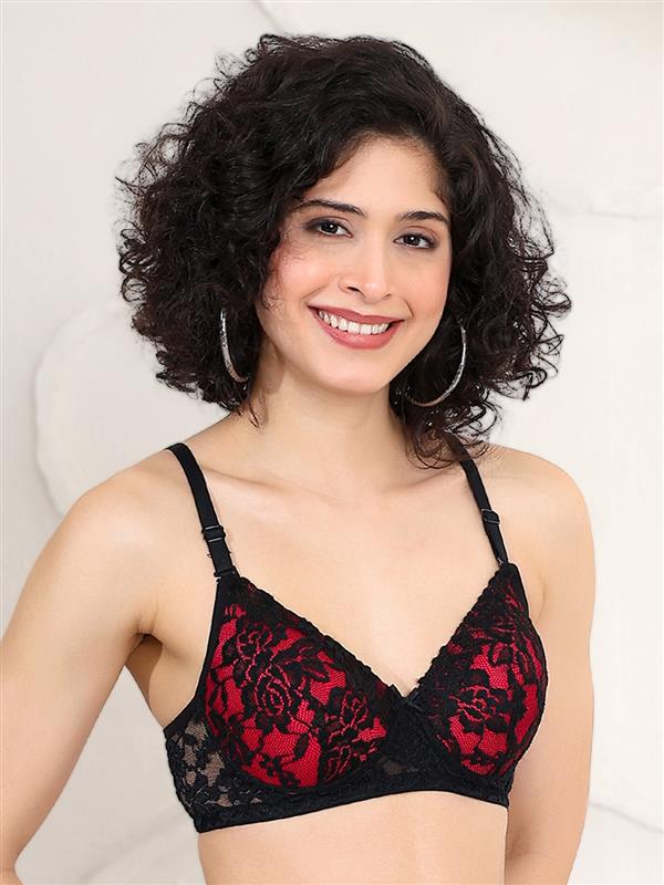 Luxury polymide duo-tone floral lace lighly padded Bra