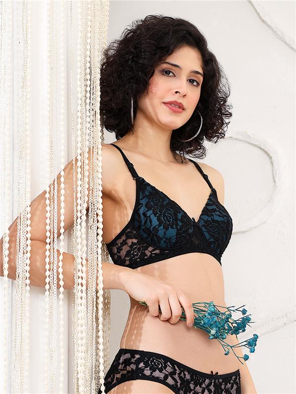 Luxury polymide duo-tone floral lace lighly padded Bra