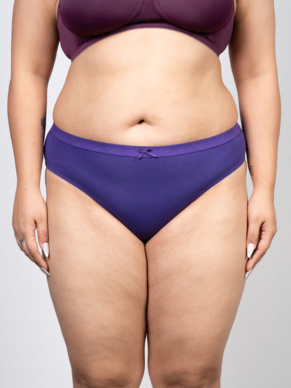 revoue premium padded wirefree full coverage wine t-shirt bra and purple hipster panty combo