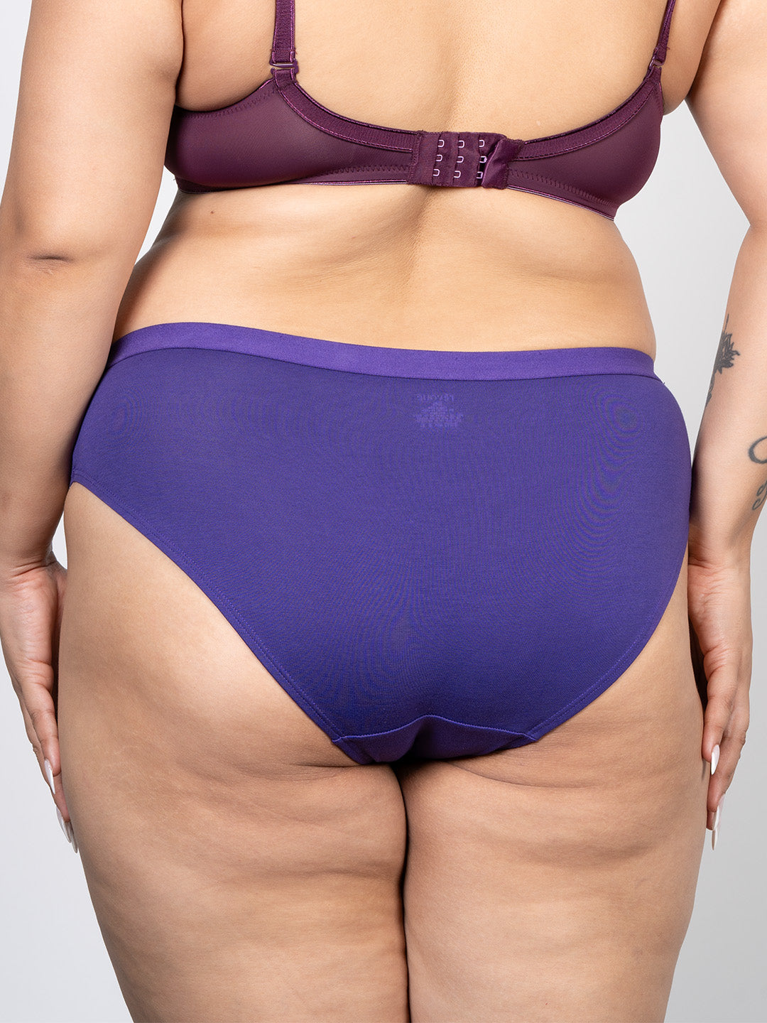 revoue premium padded wirefree full coverage wine t-shirt bra and purple hipster panty combo