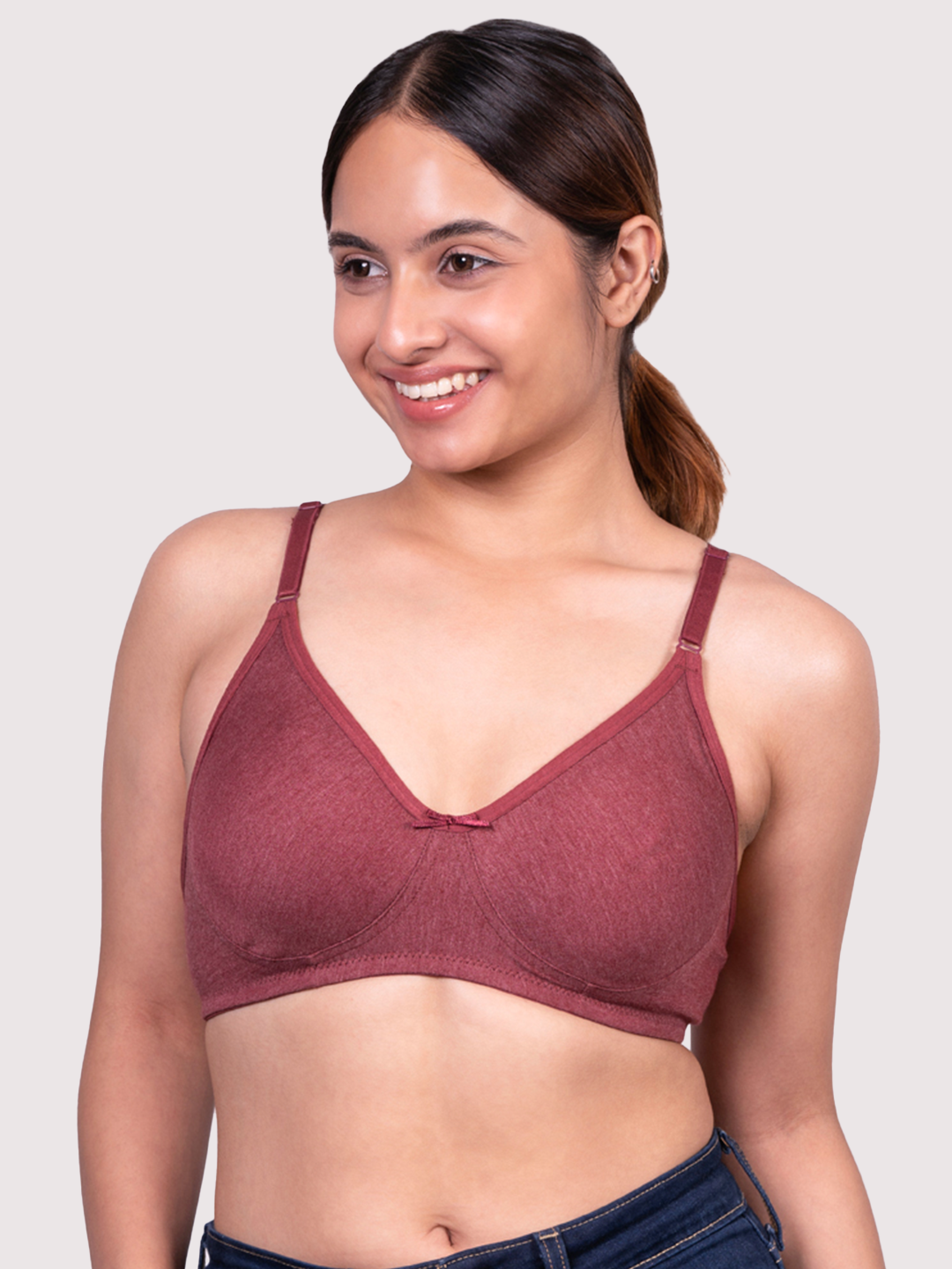 revoue everyday antimicrobial non-padded wirefree pure cotton 3/4th coverage t-shirt bra