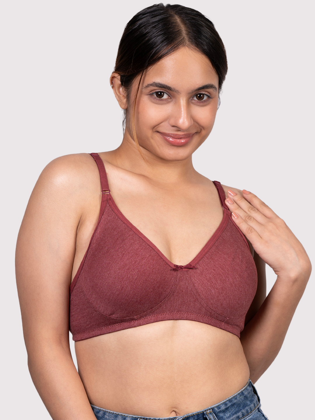 revoue everyday antimicrobial non-padded wirefree pure cotton 3/4th coverage t-shirt bra