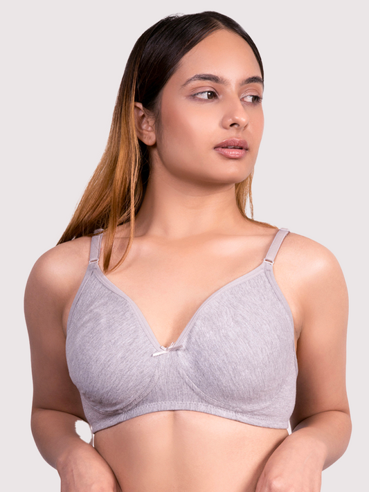 revoue everyday antimicrobial non-padded wirefree pure cotton 3/4th coverage t-shirt bra