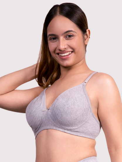 revoue everyday antimicrobial non-padded wirefree pure cotton 3/4th coverage t-shirt bra