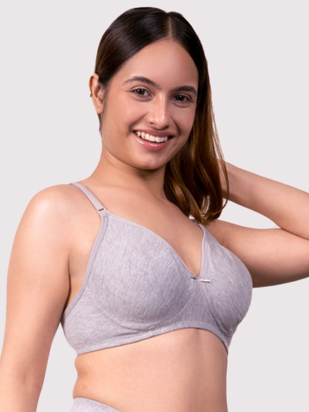 revoue everyday antimicrobial non-padded wirefree pure cotton 3/4th coverage t-shirt bra